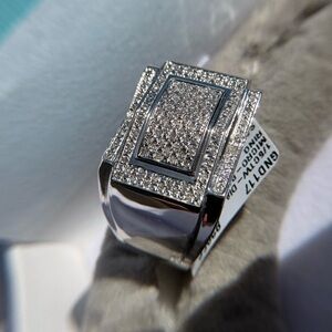 925 Sterling Silver Real Diamond Micro Pave Wide Band Size 10 Mens/unisex Ring